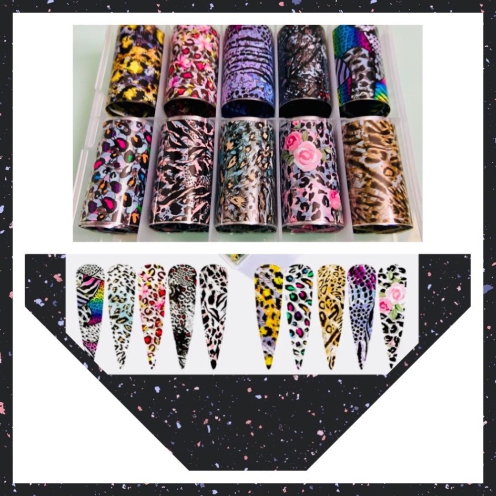 Nail Art Accessories Transfer Foil Animal Print Tags